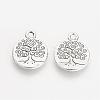 Tibetan Style Alloy Flat Round with Tree Pendants TIBEP-Q043-314-RS-1