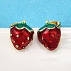 Brass Enamel Stud Earrings X-EJEW-G430-06B-G-2