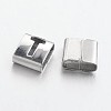 Tarnish Resistant Letter Style 201 Stainless Steel Square Slide Charms STAS-L132-02-1