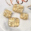 304 Stainless Steel Woven Rhombus Dangle Stud Earrings EJEW-K268-64G-3
