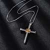 Brass Screw Cross Pendant Box Chain Necklaces for Women Men NJEW-C067-06P-3