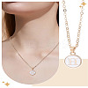 1Pc Zinc Alloy White Enamel Round with Letter Pendant Necklaces NJEW-LP0002-88G-H-1