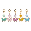 5Pcs 5 Colors Butterfly Alloy Enamel Pendant Decorations HJEW-JM01776-S-1