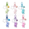 6Pcs 6 Colors Acrylic Bear & Flower Pendant Decoration HJEW-JM03871-2