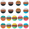 36Pcs 9 Colors Transparent & Opaque Resin & Walnut Wood Pendants RESI-TA0004-60-2