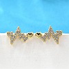 Heartbeat Brass Micro Pave Clear Cubic Zirconia Stud Earrings EJEW-G433-06G-2