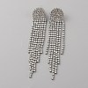 Clear Cubic Zirconia Tennis Tassel Dangle Stud Earrings EJEW-WH0017-11P-1
