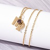 304 Stainless Steel Glass Drill Birth Stone Constellation Pendant Necklaces LS-STAS-D305-08G-F-5