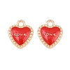 Red Love Heart Alloy Enamel Pendants PALLOY-A024-03KCG-1