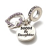 Rack Plating Alloy Rhinestone European Dangle Charms PALLOY-P307-15AS-2