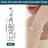 6Pcs Brass Pave Clear Cubic Zirconia Watch Band Clasps KK-BBC0014-03S-2