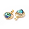 Real 18K Gold Plated Rack Plating Brass Micro Pave Clear Cubic Zirconia Pendants KK-C015-20G-01-3