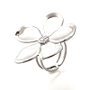 Flower 304 Stainless Steel Open Cuff Ring for Women LS-RJEW-R006-03P-02-4
