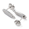 Non-Tarnish 201 Stainless Steel Oval Stud Earring Findings X-STAS-K259-20P-2