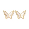 Brass Micro Pave Clear Cubic Zirconia Pendants KK-E068-VC149-2