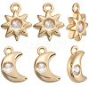 24Pcs 2 Styles Brass Micro Pave Cubic Zirconia Charms KK-BBC0019-03-1