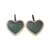 Heart Brass Micro Pave Cubic Zirconia Pendants KK-G435-04G-01-2