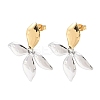 Two Tone Flower 304 Stainless Steel Stud Earrings EJEW-B156-10GP-4