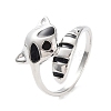Enamel Raccoon Open Cuff Ring LS-PW23031603738-3