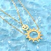 304 Stainless Steel Sun and Smiling Face Pendant Double Layer Necklaces for Women NJEW-A045-14G-1