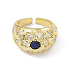 Cubic Zirconia Dome Open Cuff Ring RJEW-P079-09G-01-2