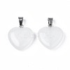 Heart Natural White Jade Pendants G-Q438-01-2
