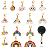 15Pcs Rainbow Alloy Enamel Badge Reel Pendant Decoration HJEW-DR00047-1