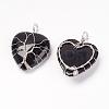 Natural Black Agate Pendants G-G713-F01-2