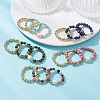 15Pcs 5 Colour Natural Gemstone & Cultured Freshwater Pearl Cuff Rings RJEW-JR01024-1