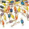 50Pcs 5 Colors Electroplate Glass Faceted Rectangle Connector Charms KK-TA0003-31-3