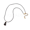 Natural Black Onyx(Dyed & Heated) Gourd Pendant Necklaces NJEW-JN05246-01-4