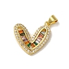 Brass Micro Pave Cubic Zirconia Pendants KK-C058-02G-02-1