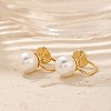 Simple and Elegant Vintage Brass Imitation Pearl Round Clip-on Earrings UF6874-2