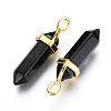 Natural Black Obsidian Bullet Double Terminated Pointed Pendants G-G902-B25-2