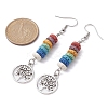 Dyed Colorful Natural Lava Rock Beaded Dangle Earrings EJEW-JE05431-3