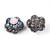 Flower Shape Polymer Clay Rhinestone Beads CLAY-U023-01H-2