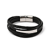 Braided Leather Cord Multi-strand Bracelets for Men BJEW-Z081-12P-4