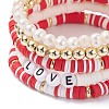 Handmade Polymer Clay Heishi Beads Stretch Bracelets Set BJEW-JB07401-4