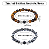 3 Sets 3 Style Natural & Synthetic Mixed Gemstone & Glass Round Beaded Stretch Bracelet Sets BJEW-FI0001-39-2