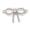 Rack Plating Brass Pave Clear Cubic Zirconia Bowknot Connector Charms KK-I716-29P-1