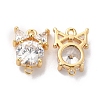 Brass Clear Glass Connector Charms KK-G465-31G-1
