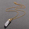 Brass Natural Crystal Pencil Pendant Necklaces NJEW-JN01141-4
