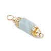 Natural Aquamarine with Electroplate Synthetic Non-magnetic Hematite Faceted Column Connector Charms PALLOY-JF04855-4