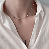 Alloy & Plastic Pearl Link Chain Necklaces for Women WG0BA08-05-1
