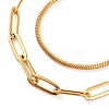 304 Stainless Steel Double Layer Paperclip Chain & Square Snake Chain Necklaces for Women LS-NJEW-G140-01C-G-2