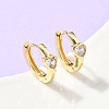 Heart Brass Micro Pave Clear Cubic Zirconia Hoop Earrings EJEW-Z102-28G-1