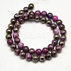 Electroplate Gemstone Natural Pyrite Round Beads Strands G-L129-8mm-02-3