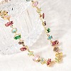 Brass Pave Colorful Cubic Zirconia Geometric Link Chain Necklaces NJEW-C111-03D-2