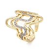 Brass Micro Pave Clear Cubic Zirconia Cuff Rings RJEW-H262-02G-4