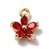 Brass Cubic Zirconia Flower Charms LS-KK-O141-01G-07-1